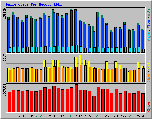 Daily usage for August 2021