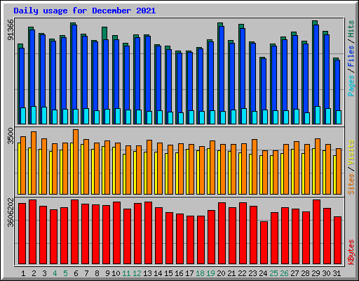 Daily usage for December 2021