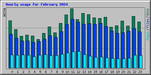 Hourly usage for February 2024