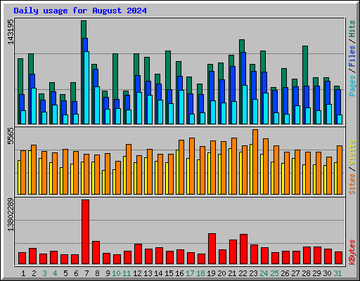 Daily usage for August 2024