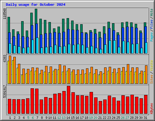 Daily usage for October 2024