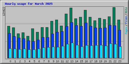 Hourly usage for March 2025